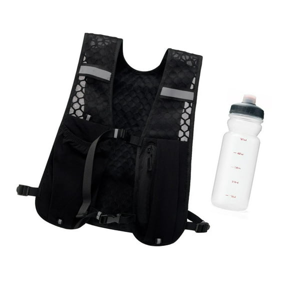 QccHieUs Hiking Vest Hydration Pack with 500ml Water Bottle 30x36cm for Sport Camping Black