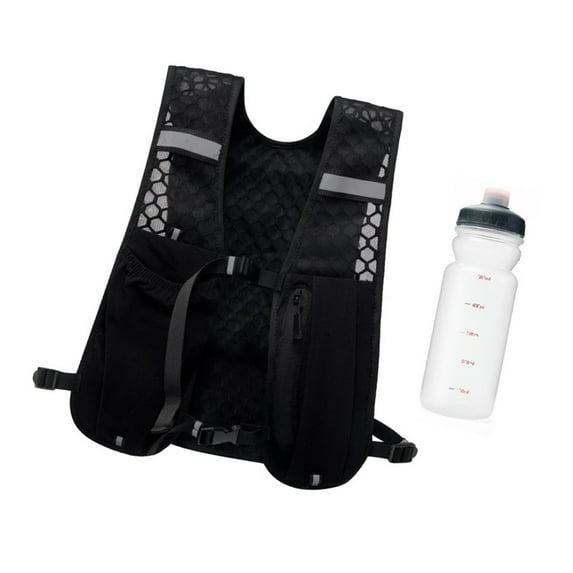 QccHieUs Hiking Vest Hydration Pack with 500ml Water Bottle 30x36cm for Sport Camping Black
