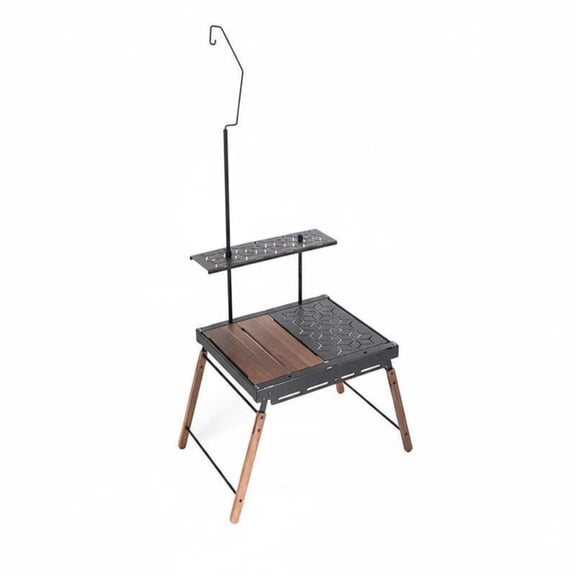 QccHieUs IGT Camping Table Stain-Resistant Outdoor Gear Compact Storage Wood Frame SET 6
