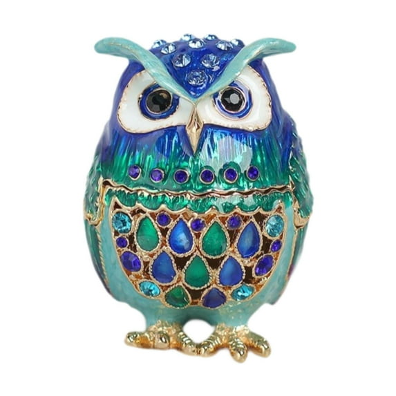 QccHieUs Jewelry Trinket Box Display Container Owl Decoration Multipurpose Fashion Crafts Blue