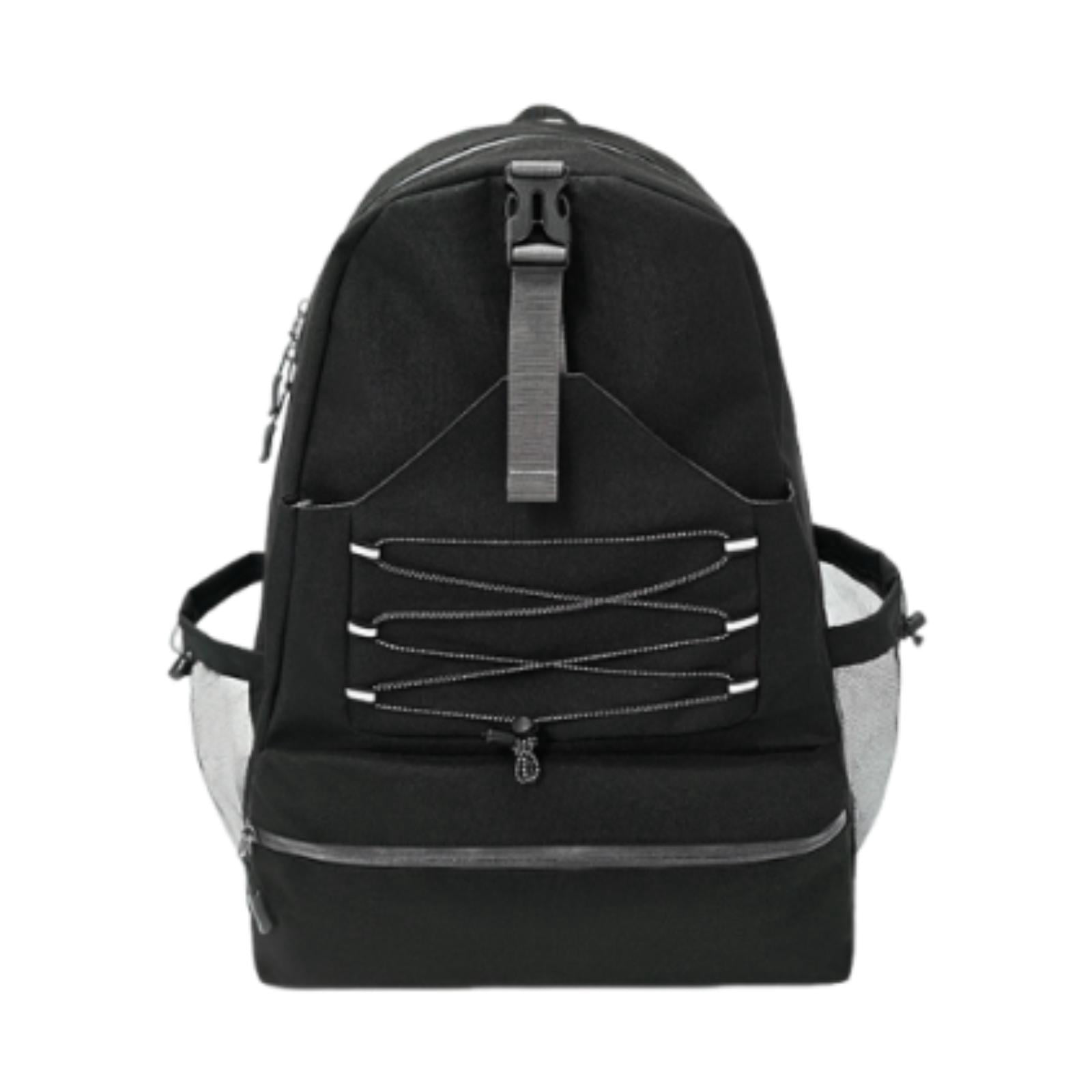 QccHieUs Large Tennis Bag Badminton Racket Bag Backpack Secure Reflective Strips Portable Black