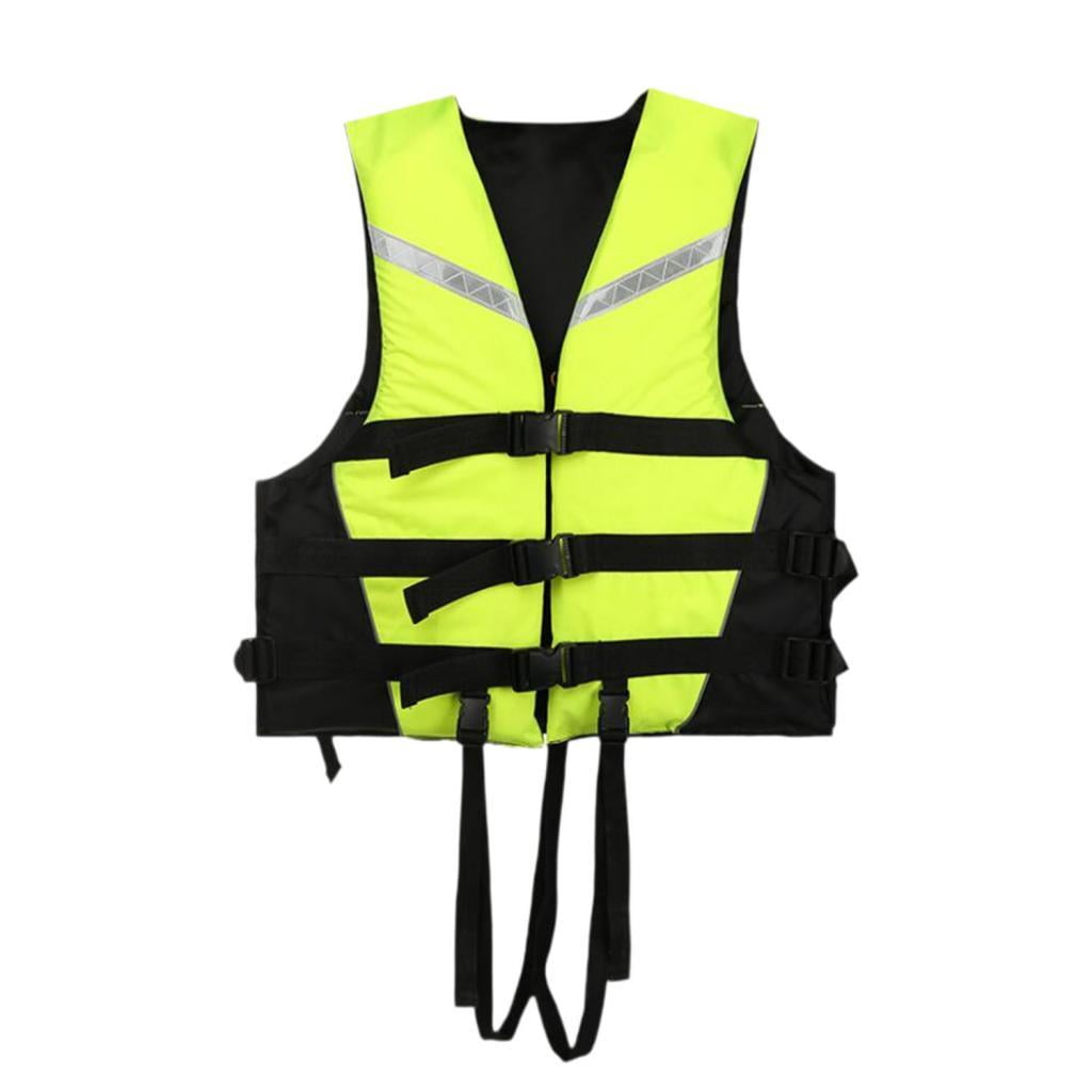 QccHieUs Life Vest with Reflective Strips Adjustable Life Jacket Paddle Vest for Swimming L
