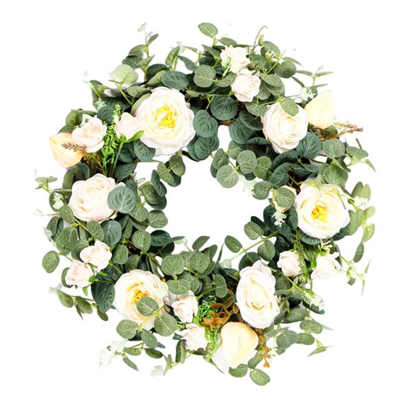 QccHieUs Loviver Faux Artificial Eucalyptus Wreath Fake Leaves Door Hanging Garland Decor