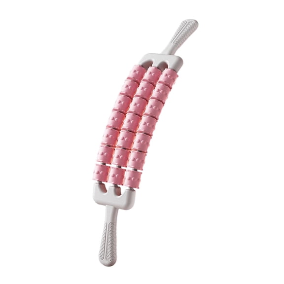 QccHieUs Massage Roller Massage Tool Indoor Stomach Legs Workout Shoulder Body Three Rows Pink