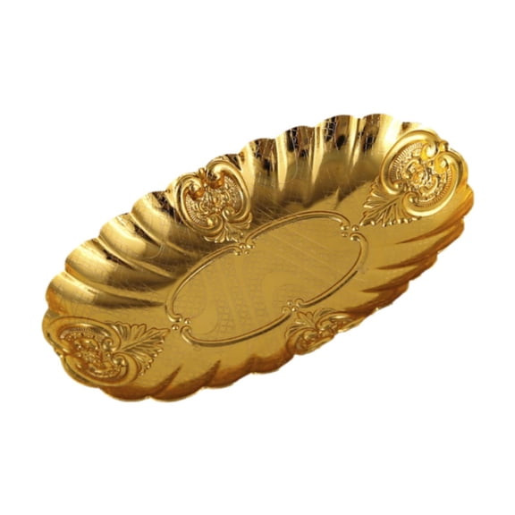 QccHieUs Meat Platter Metal Serving Tray Jewelry Holder Snack Plate Decorative Heavy Duty L