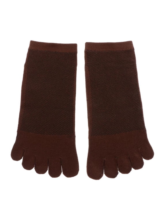 Men Toe Socks Five Finger Cotton Socks Sports Running Ankle Socks Coffee