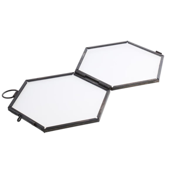 QccHieUs Modern Antique Style Hexagon Glass Hanging Floating Photo Decor Black
