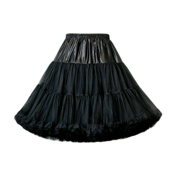 QccHieUs Petticoat Skirt Short Tutu Underskirt for Princess Costume Bridal Weddings Dress Black