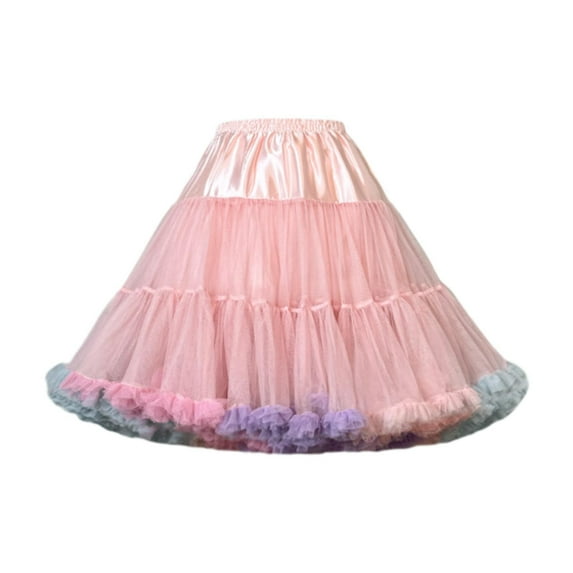 QccHieUs Petticoat Skirt Short Tutu Underskirt for Princess Costume Bridal Weddings Dress Pink