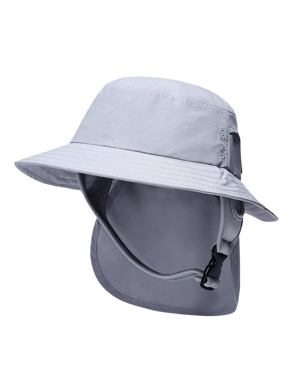 Portable Surf Bucket Hat Neck Cover Visor for Surfing Boating Beach Gray
