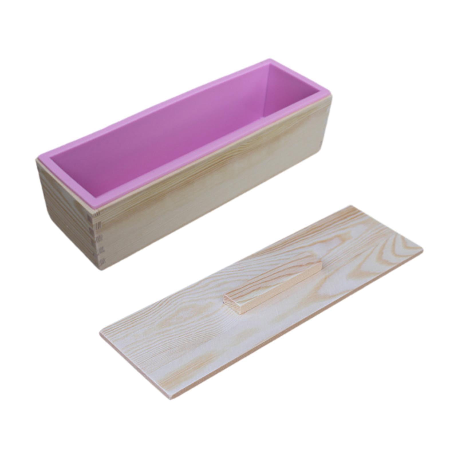 QccHieUs Rectangle Handmade Soap Mould with Wood Box for Candles Making Soap Supplies Pink