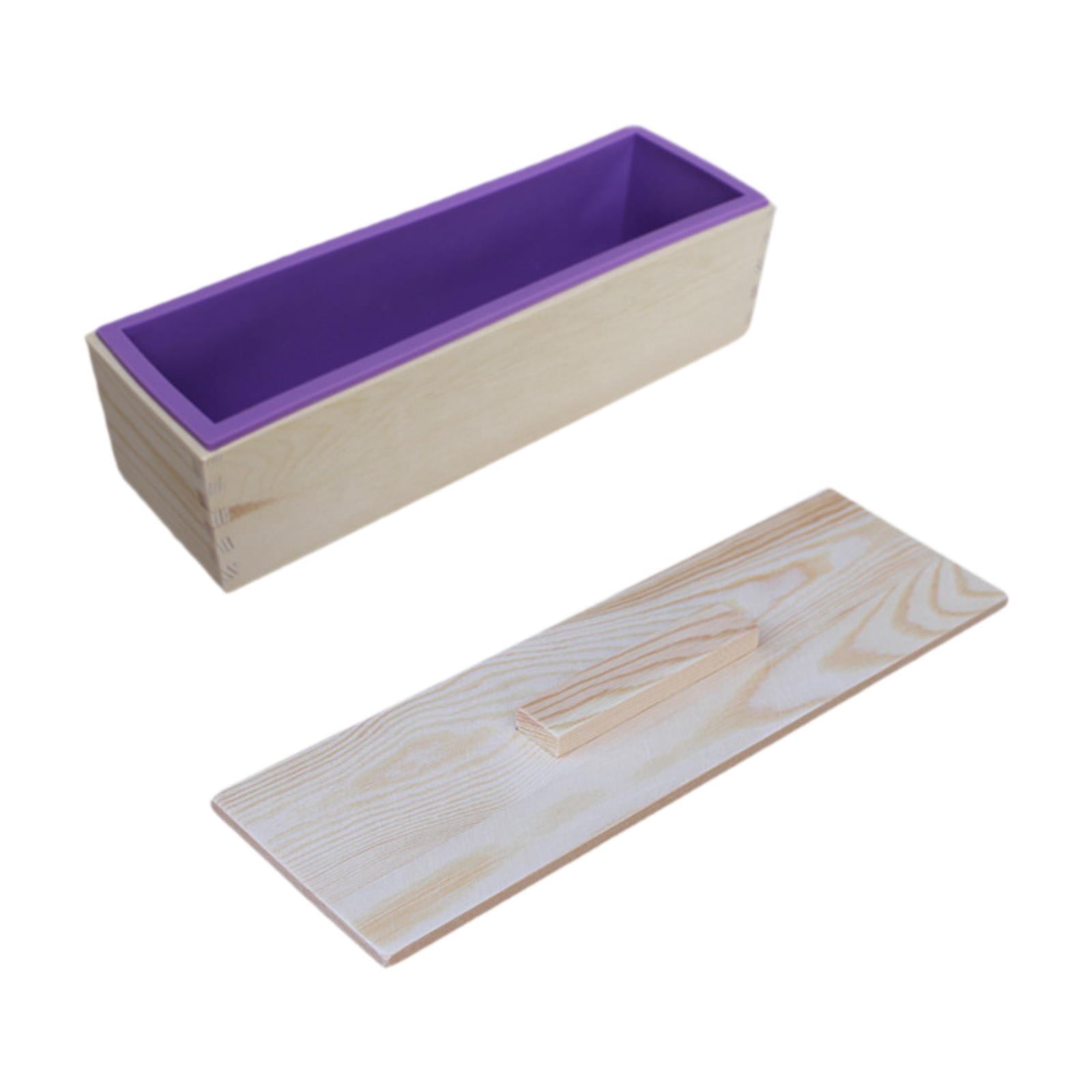 QccHieUs Rectangle Handmade Soap Mould with Wood Box for Candles Making Soap Supplies Violet