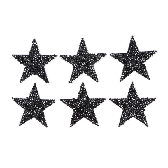 QccHieUs Rhinestone Star Patches Iron on Transfer Star Applique for Jacket Black Star 6cm