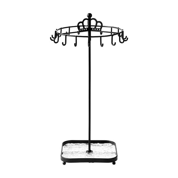 QccHieUs Rotatable Jewelry Rack, Jewelry Organizer, Metal Necklace Earring Shelf, Pendant Black