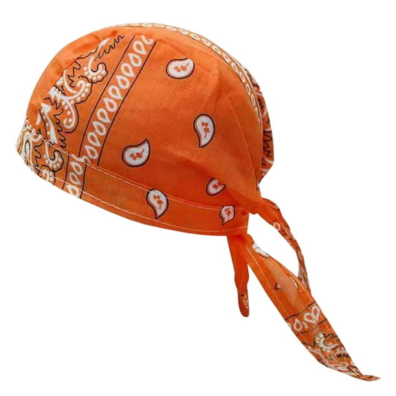 QccHieUs Skull Cap Breathable Quick Drying Tie Back Bandana Cap for Running Sports Riding Orange