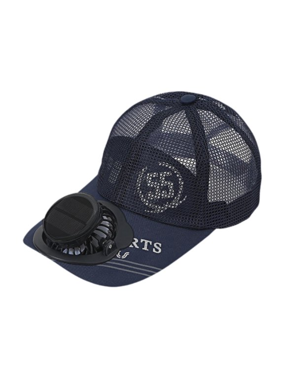Sun Visor Hat with Fan Solar or USB Charging for Running Camping Backpacking Navy