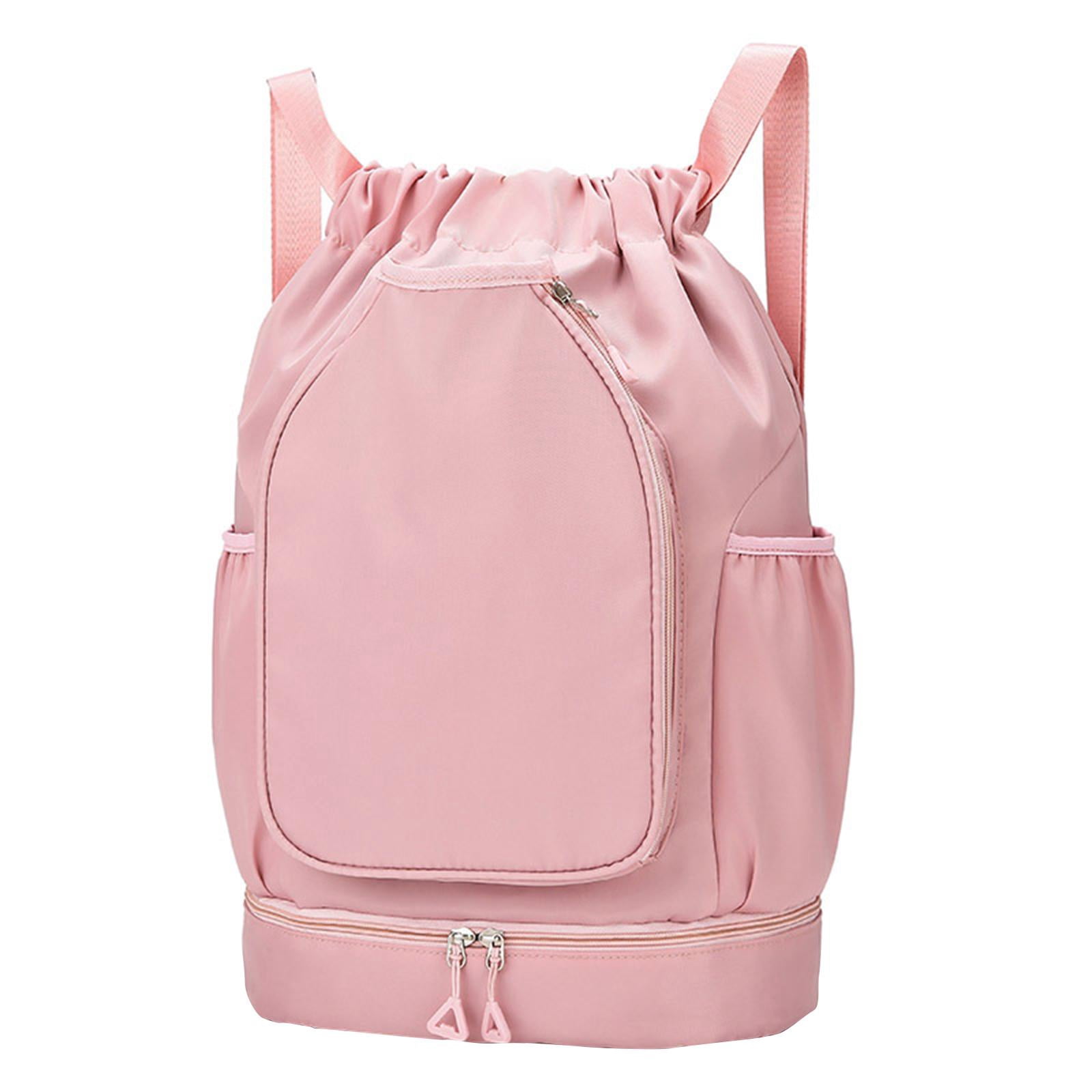 QccHieUs Tennis Backpack Badminton Racket Bag Drawstring Handbag Shoulder Bag for Outdoor Pink