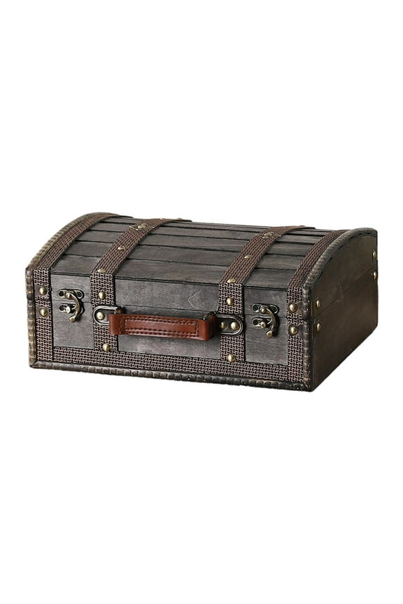 Treasure Chest Decorative Box Wood Multifunctional Decoration Handcrafted Unique Grey