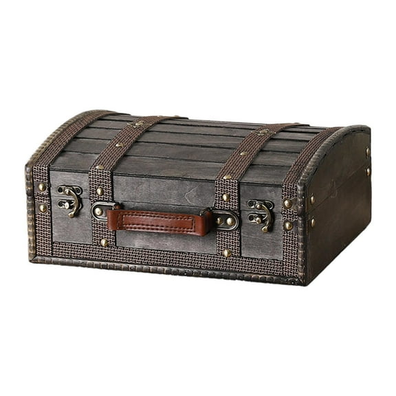 QccHieUs Treasure Chest Decorative Box Wood Multifunctional Decoration Handcrafted Unique Grey
