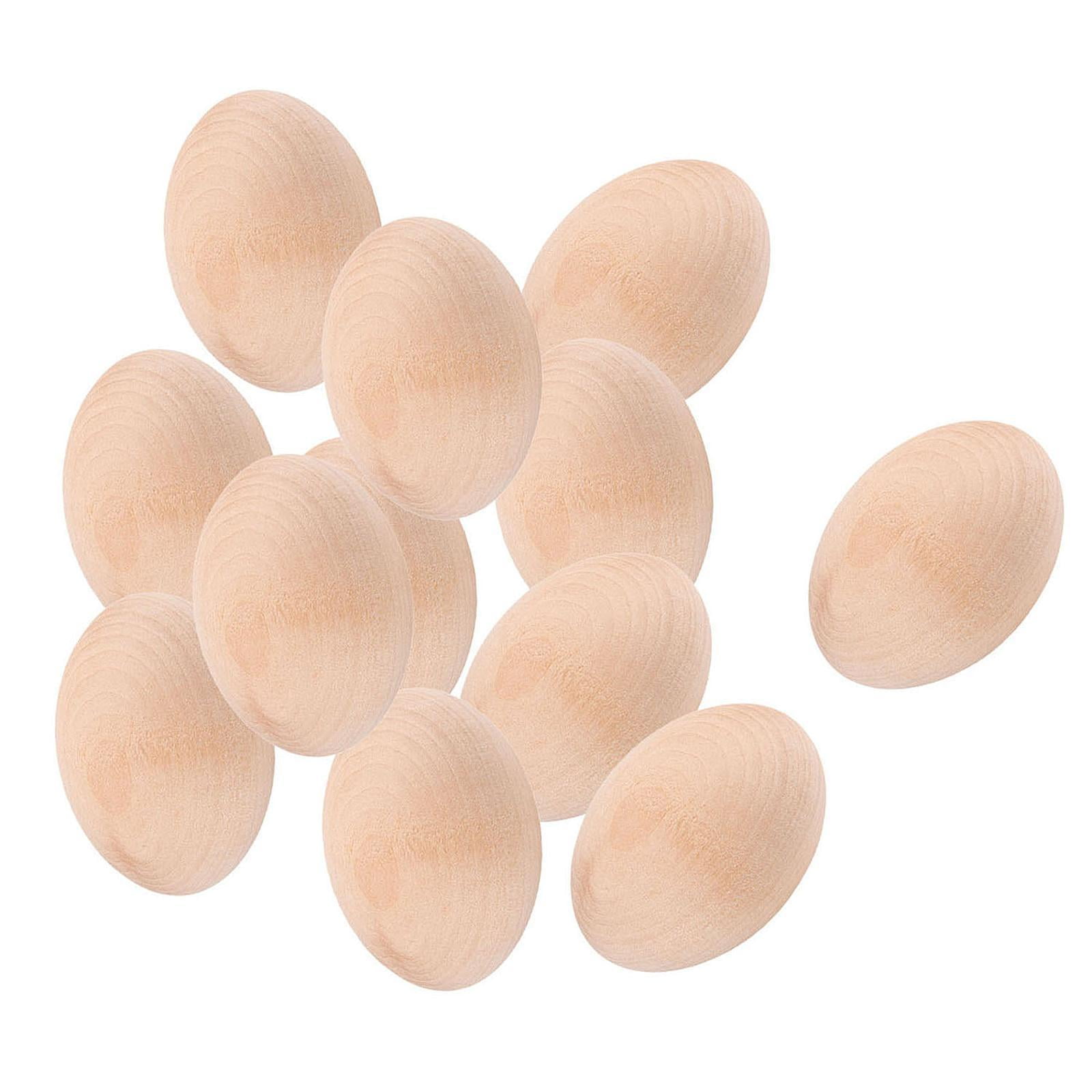 QccHieUs Unfinished Easter Eggs Party Favors Decoration Hanging Ornaments Wood Blank Eggs 12pcs 1.8x1.3inch