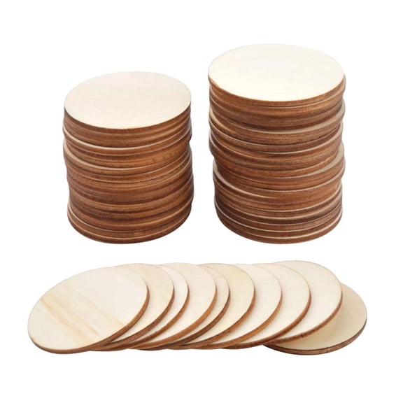 QccHieUs Unfinished Wood Pieces 4x4 Inch Wooden Cutout Tiles Blank Wood Slices for DIY Crafts Home Decoration Painting Staining Unfinished Wood Cup Coasters 30pcs Round