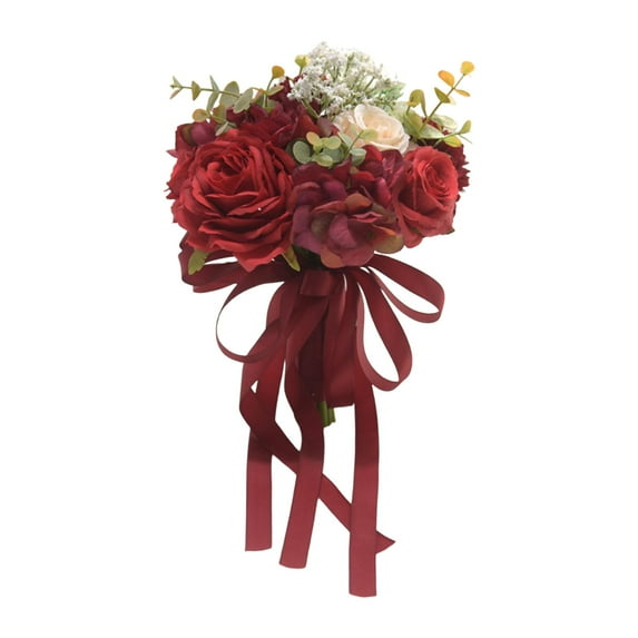 QccHieUs Wedding Bouquet Bridesmaid Bouquet Centerpieces Romantic Decoration Elegant Hand Red