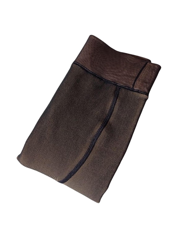 Women Fleece Tights Translucent Thermal Leggings Winter Warm Pantyhose Tights Black with Feet