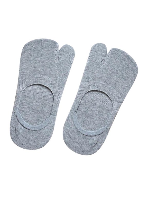 Women's Flip Socks Tabi Split Toe Two Toe Low Cut Flat Invisible Socks Gray