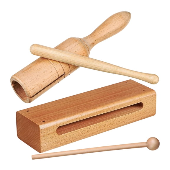 QccHieUs Wood Block Rhythm Block for Kids Teaching Tool Wooden Single Sound Tube Handheld