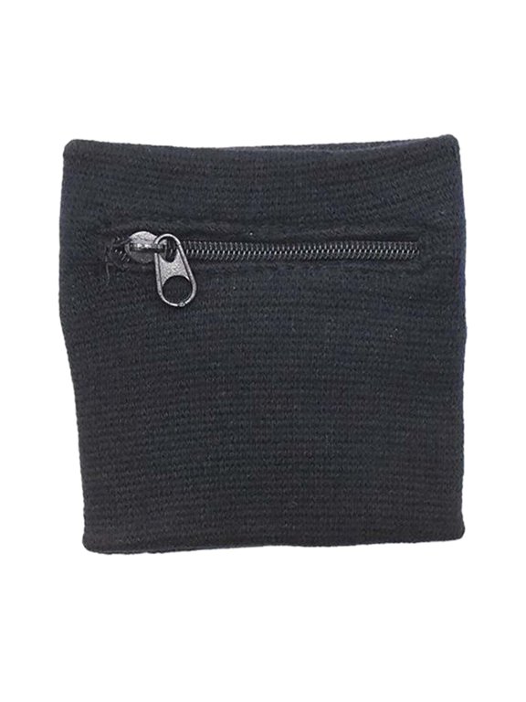Wrist Wallet Wrist Bag Sweatband for Men Women Zipper Wristlet Bag for Coin Keys Black