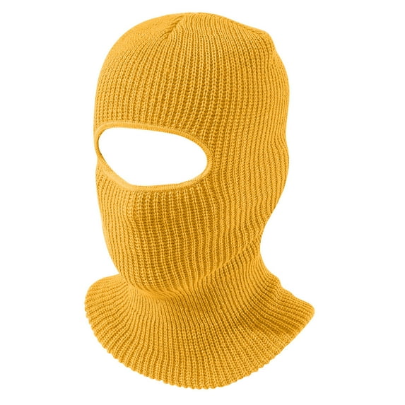 Qcmgmg 1 Hole Ski Mask Winter Knitted Balaclava Warm Full Face Mask Windproof Head Cover for Men Women Sports Outdoor Earthy Yellow