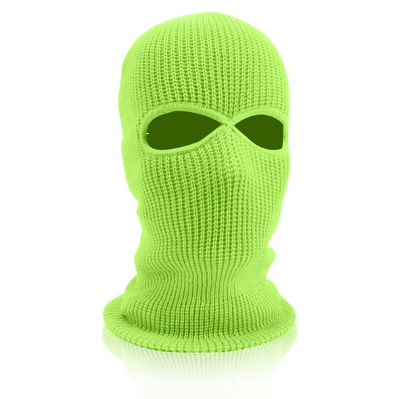 Qcmgmg 2-Hole Knitted Ski Mask Full Face Mask Cover Neck Gaiter Winter Balaclava Warm Knit Beanie for Outdoor Sports Fluorescence Yellow