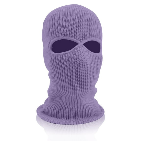 Qcmgmg 2-Hole Ski Knitted Face Cover Adult Winter Full Face for Outdoor Sports Ski Mask Warm Balaclava for Men Women Light Purple