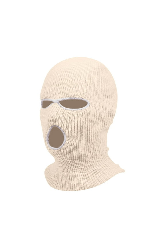 3-Hole Full Face Mask Cover Ski Mask Winter Balaclava Cap Knitted Face Cover for Winter Outdoor Sports Khaki Free Size