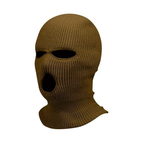 Qcmgmg 3 Hole Winter Mask Ski Balaclava Knitted Headwear hat Outdoor Sports Full Face Cover Mask Warm Balaclava Brown