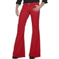thumbnail image 1 of Qcmgmg 70s Disco Pants for Men,Mens Bell Bottom Jeans Pants,60s 70s Bell Bottoms Vintage Denim Pants Jeans for Men Red S, 1 of 6