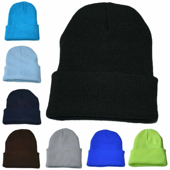 Qcmgmg Beanie for Men Women Men's Beanie Hat Acrylic Knit Cuff Beanie Cap Slouchy Knit Skull Cap Warm Winter hat Black