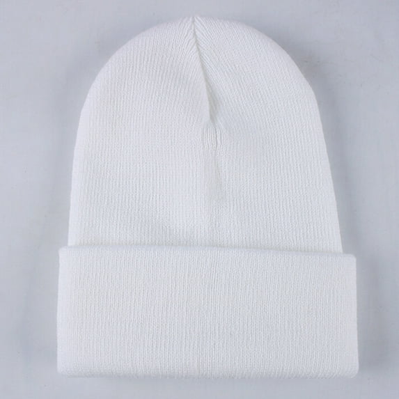 Qcmgmg Beanie for Men Women Men's Beanie Hat Acrylic Knit Cuff Beanie Cap Slouchy Knit Skull Cap Warm Winter hat White