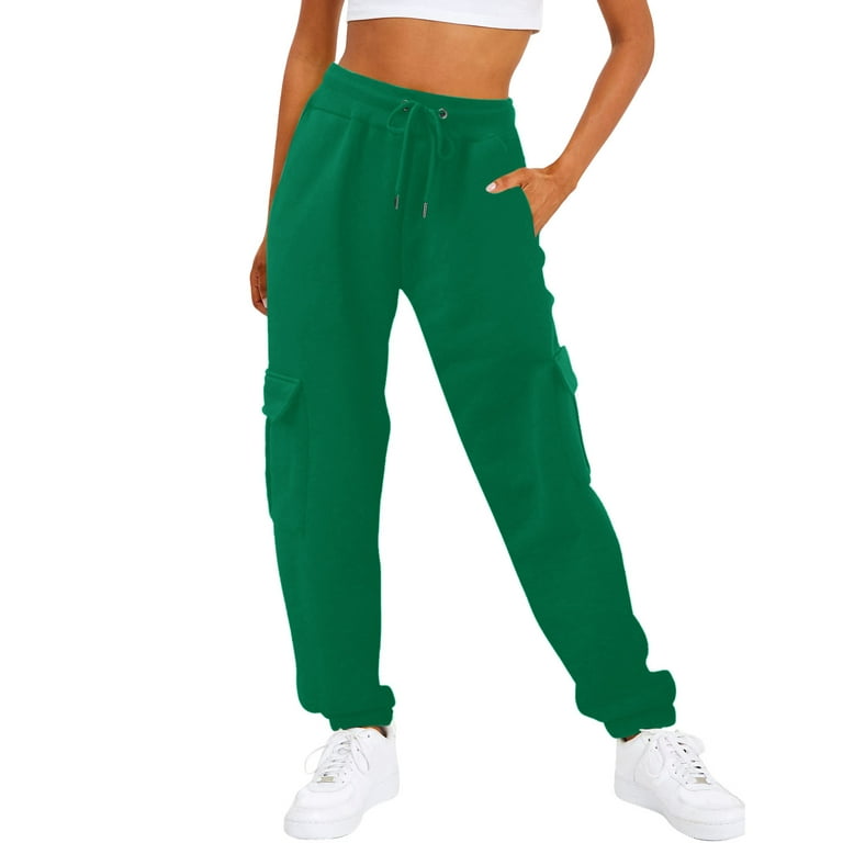 Knosfe Petite Sweatpants with Pockets Fleece Lined High Waist Joggers  Athletic Cargo Pants Straight Leg Lounge Cargo Sweatpants Long Baggy Casual  Women Trousers 3XL 