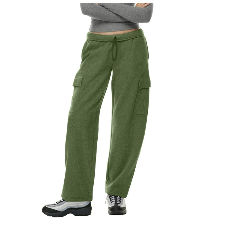 CBGELRT Women Big Pockets Cargo Pants Drawstring Oversized Pants Female  Streetwear Solid Color Sweatpants Joggers Trousers
