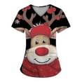 Qcmgmg Christmas Scrubs for Women Plus Size V Neck Short Sleeve Nursing