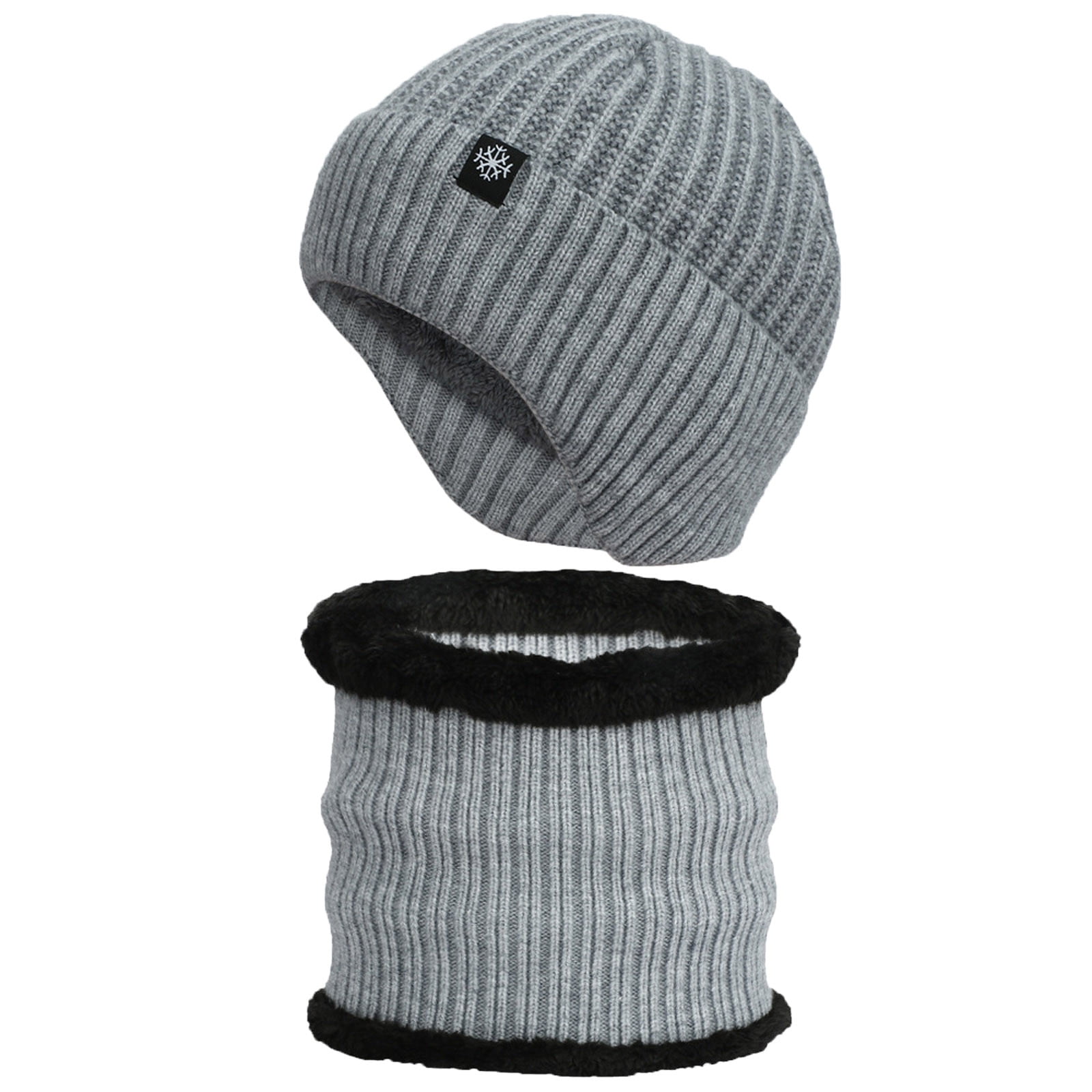 Qcmgmg Cold Weather Knitted Beanie Glove Set Ear Protection Winter