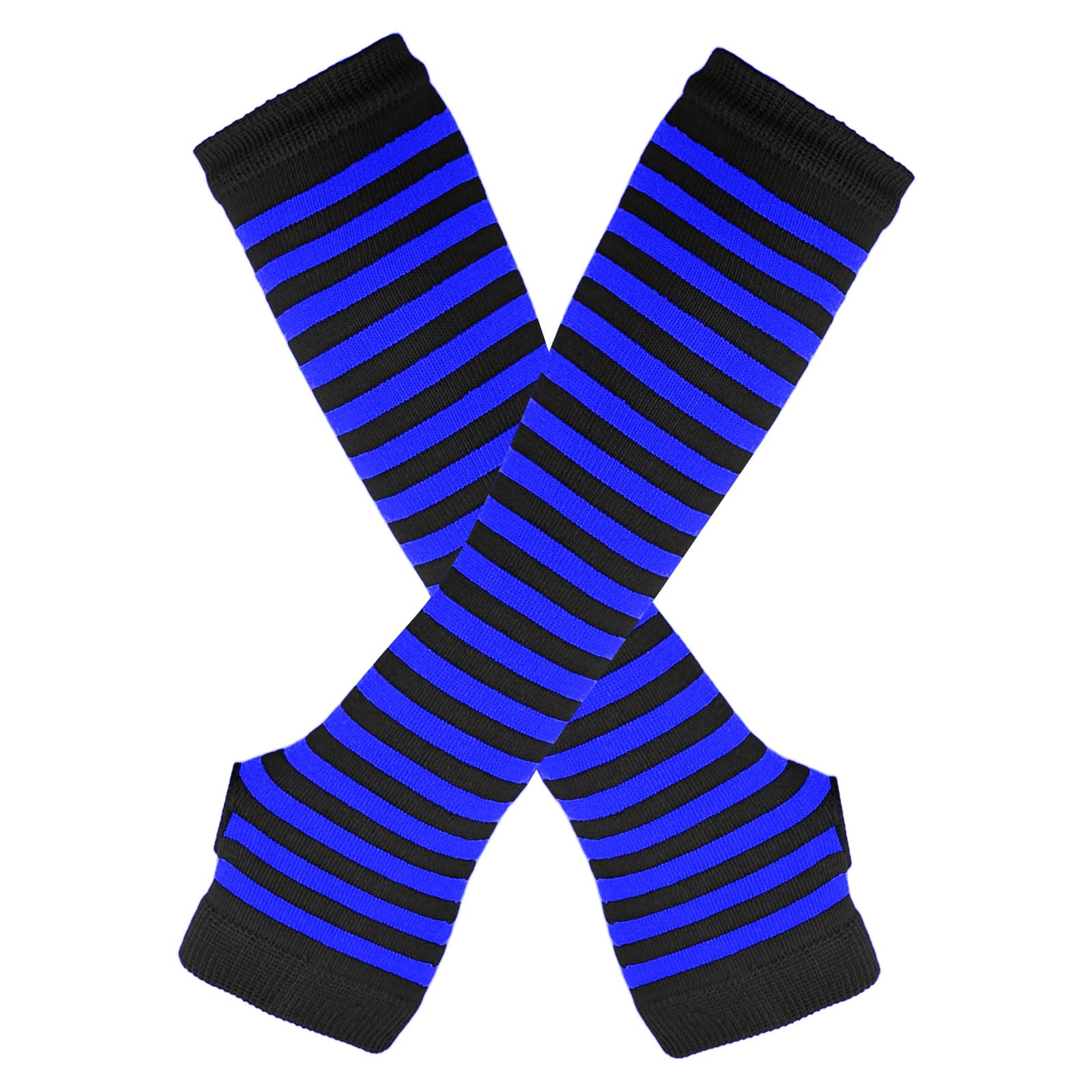 Qcmgmg Cold Weather Winter Arm Warmers Y2k Stripe Fingerless Thumb Hole