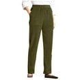 thumbnail image 1 of Qcmgmg Corduroy Pants for Women Plus Size Slacks Elastic Pajama Wide Leg Pants Women Pull on High Waisted Winter Lounge Pants Stretch Fashion Fall Casual Womens Trouser Pants with Pockets Green L, 1 of 6