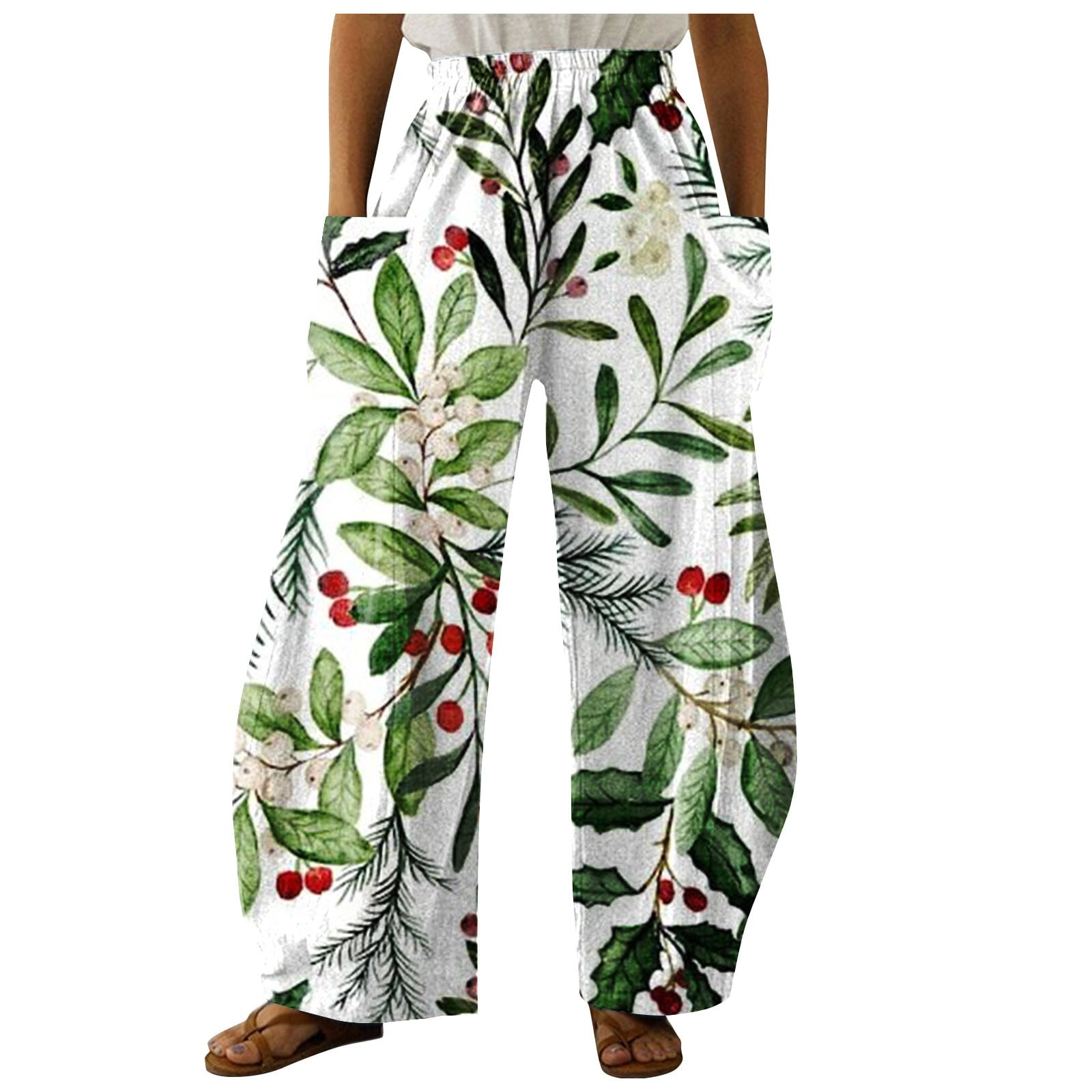 Qcmgmg Cute Pj Pants Wide Leg Casual Soft High Waist Lounge Pants Women