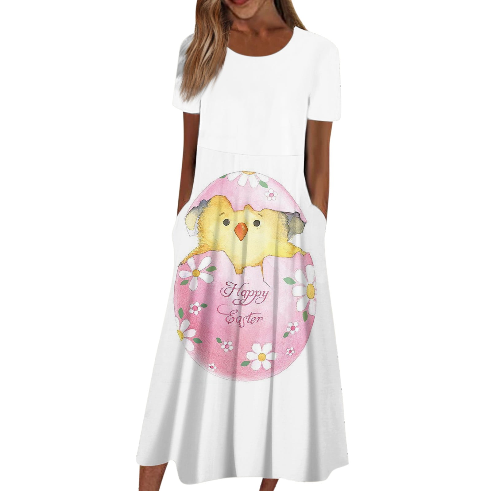 Qcmgmg Easter Dress for Women Sleeveless Egg Casual Rabbit Boho Maxi