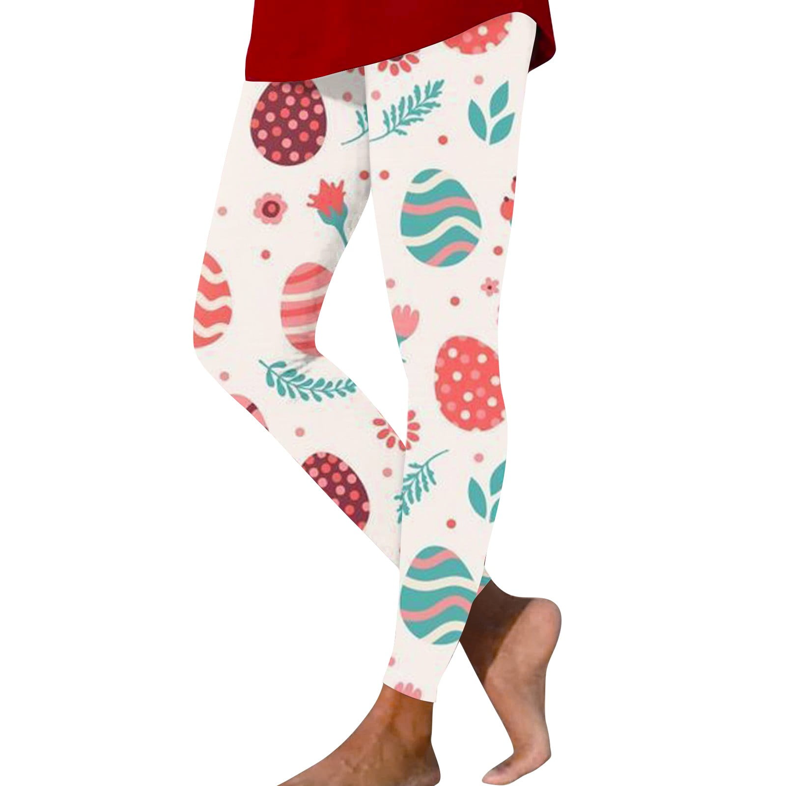 Qcmgmg Easter Leggings for Women Tummy Control Bunny Novetly High