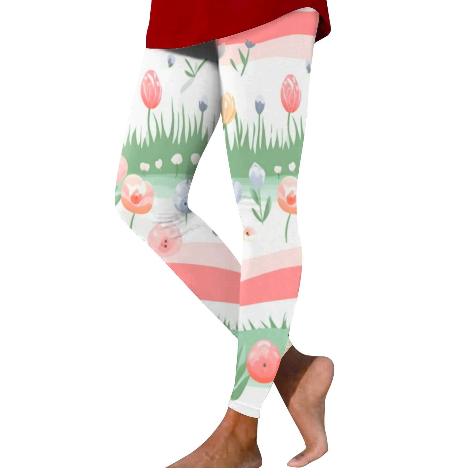 Qcmgmg Easter Leggings for Women Tummy Control Egg High Waisted Cute