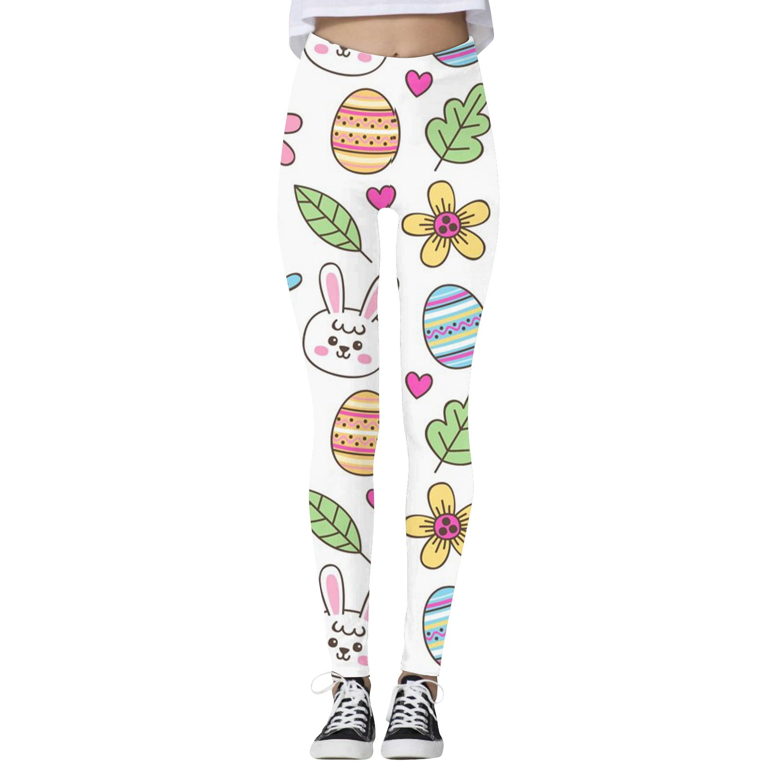Qcmgmg Easter Leggings for Women Seamless Bunny Sports Tummy Control