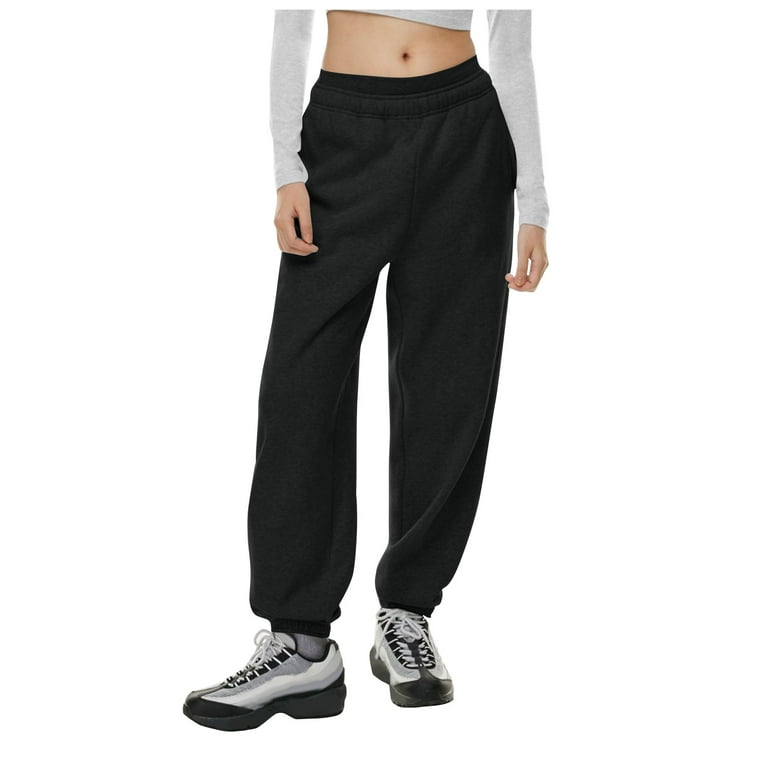 Qcmgmg Petite Sweatpants for Women with Pockets Baggy Straight Leg Lounge  Athletic Cargo Pants Women Long Joggers Woman Sweatpants High Waist Fleece  Lined Winter Womens Trousers 2XL 